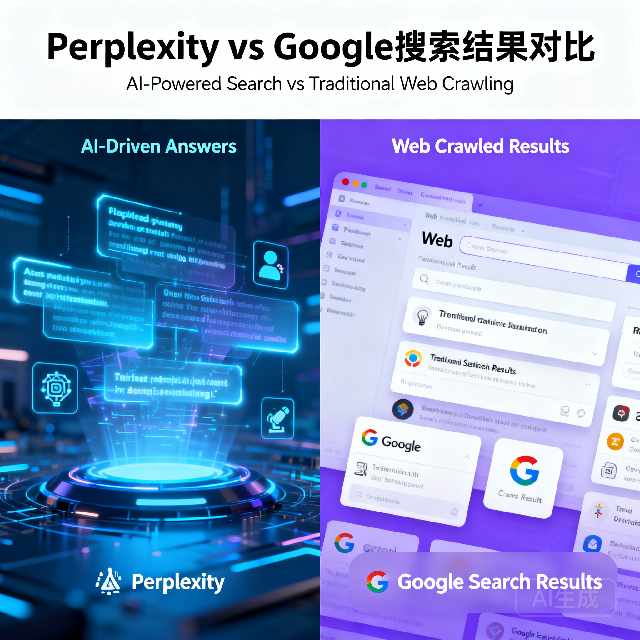 perplexity vs google搜索结果对比