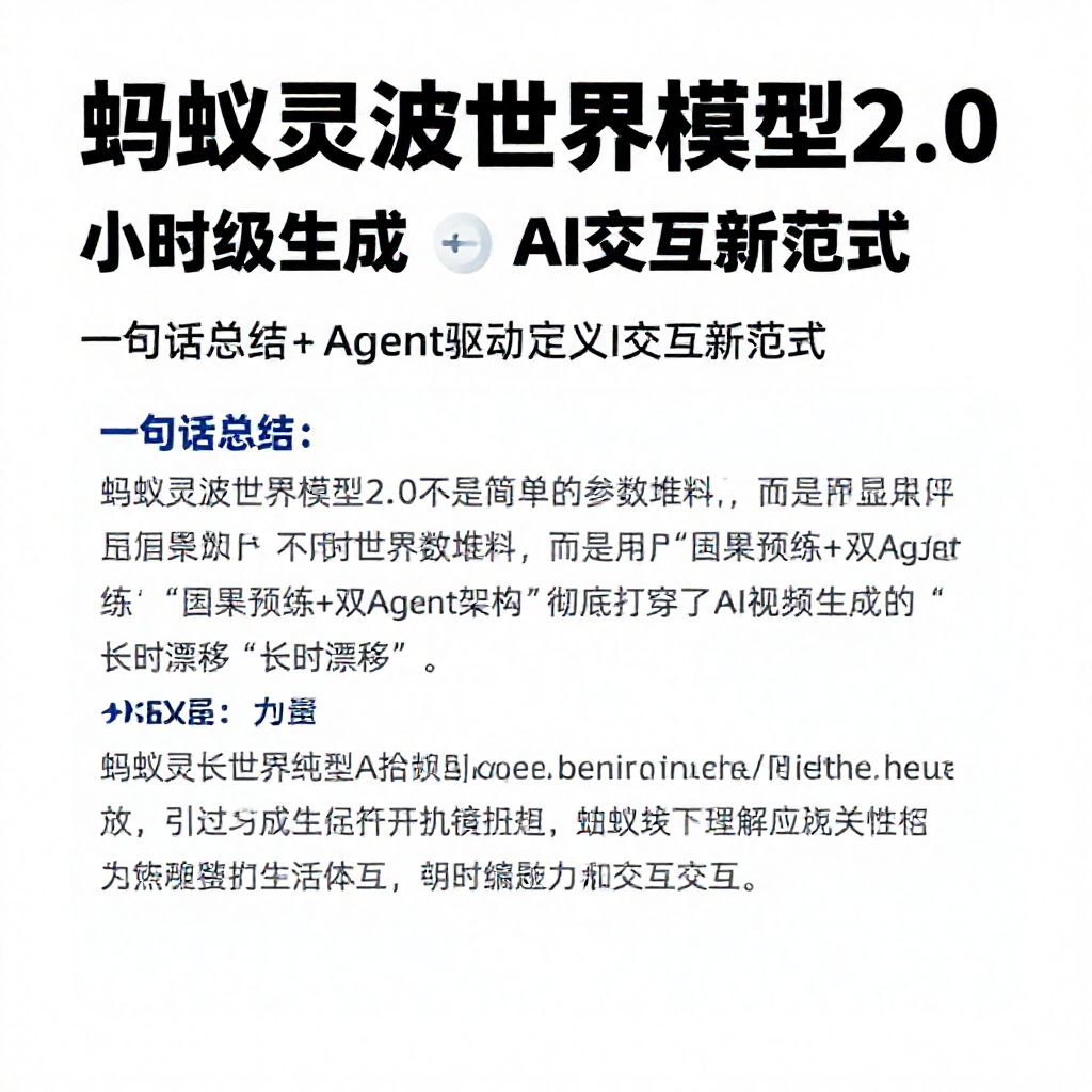 官宣！蚂蚁灵波世界模型2.0来了，小时级生成+Agent驱动定义AI交互新范式 - 1